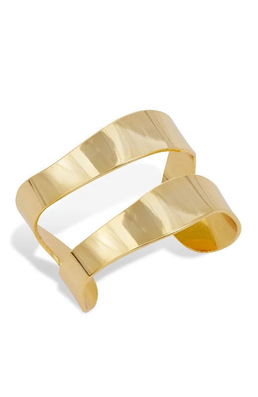 18K Gold Plate Wide Cuff Bracelt