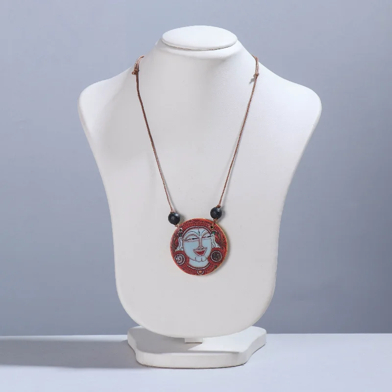 High-Quality Gemstone Jewelry For Special Occasions Handpainted Kerala Mural MDF Wood Necklace
