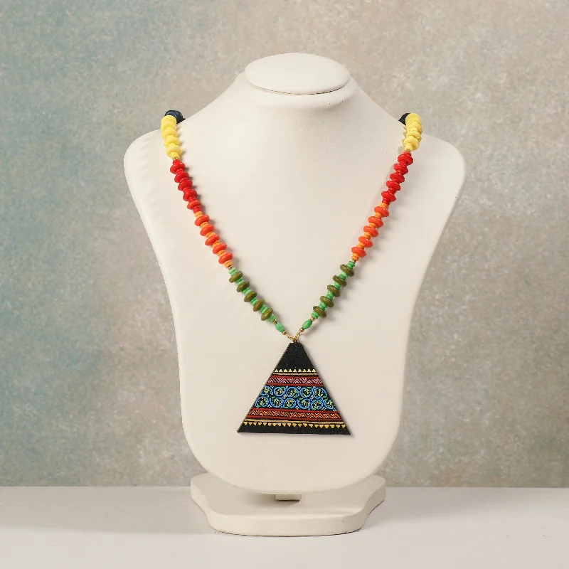 Miniature Handpainted Wooden Necklace With Beads