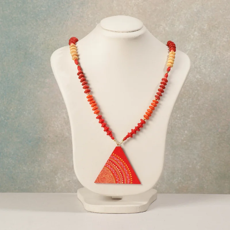 Miniature Handpainted Wooden Necklace With Beads