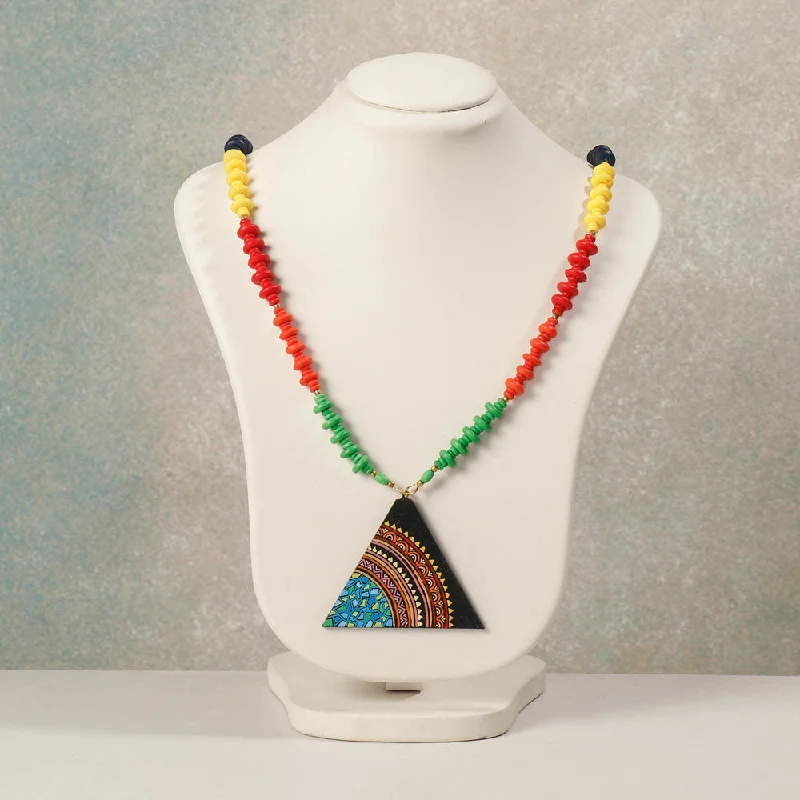 Miniature Handpainted Wooden Necklace With Beads