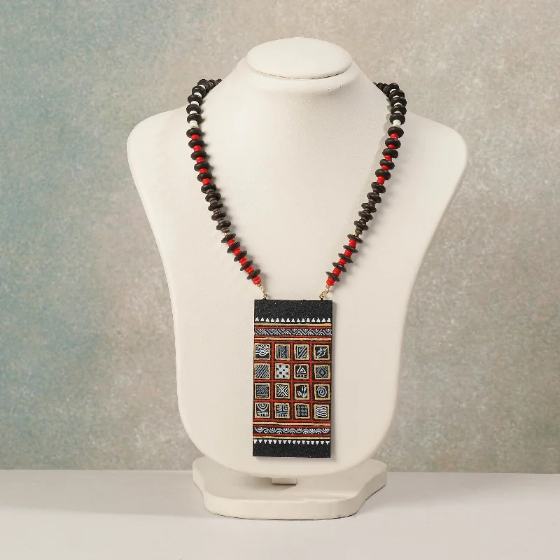 Miniature Handpainted Wooden Necklace With Beads