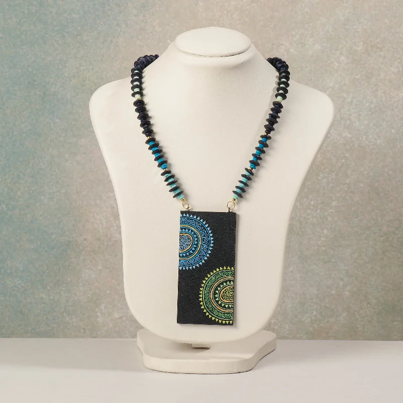 Miniature Handpainted Wooden Necklace With Beads