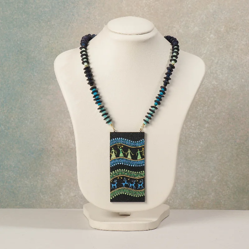 Miniature Handpainted Wooden Necklace With Beads