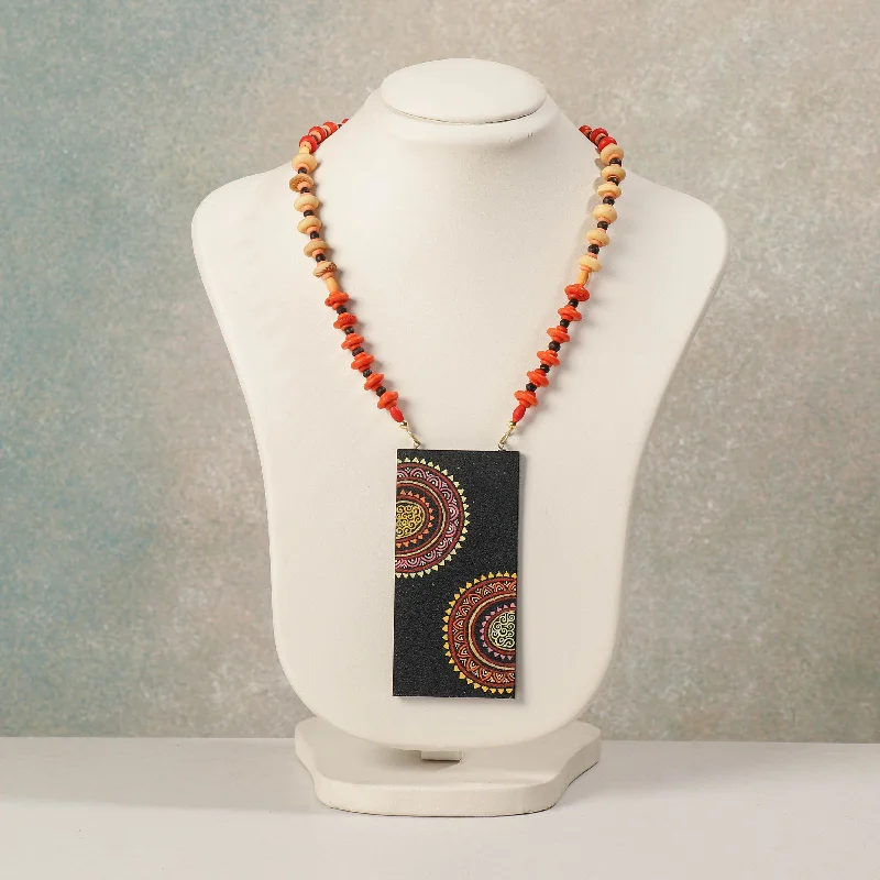 Miniature Handpainted Wooden Necklace With Beads