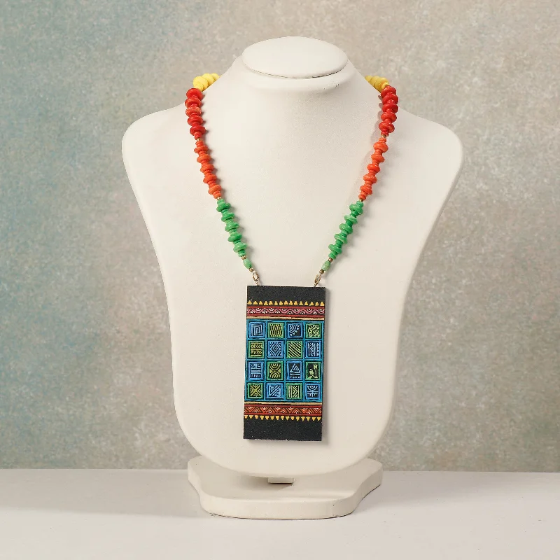 Miniature Handpainted Wooden Necklace With Beads