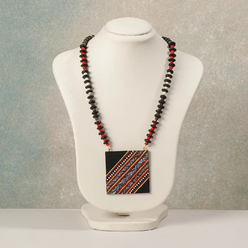 Miniature Handpainted Wooden Necklace With Beads