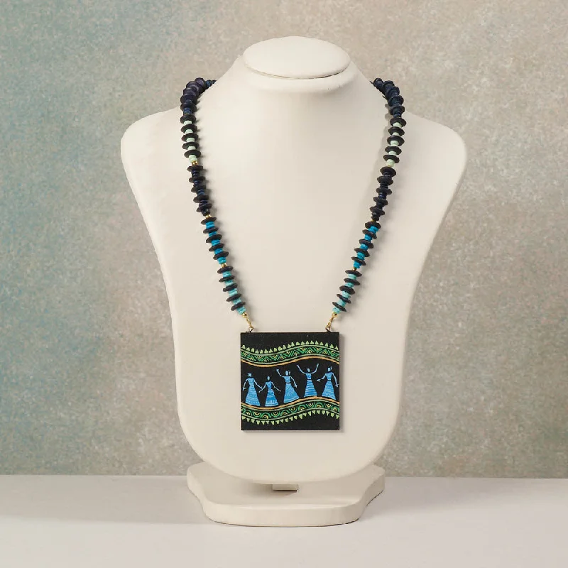 Miniature Handpainted Wooden Necklace With Beads