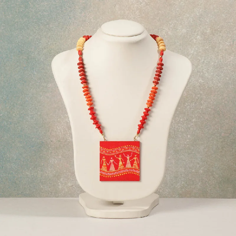 Miniature Handpainted Wooden Necklace With Beads