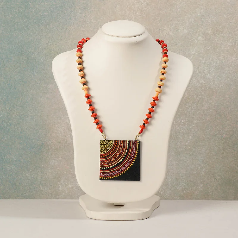 Miniature Handpainted Wooden Necklace With Beads