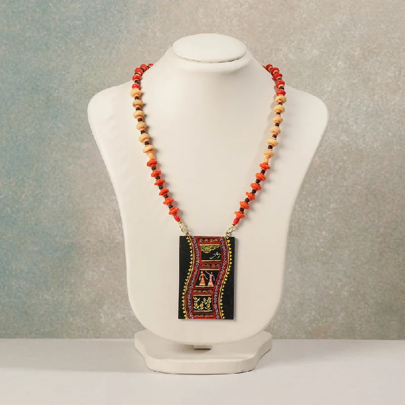 Miniature Handpainted Wooden Necklace With Beads