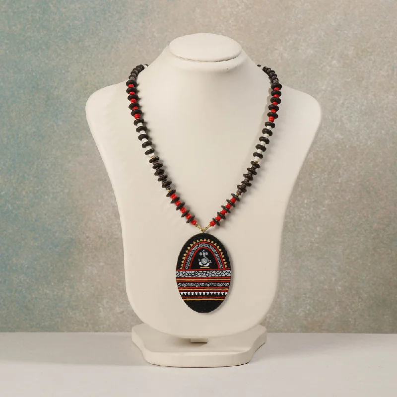 Miniature Handpainted Wooden Necklace With Beads