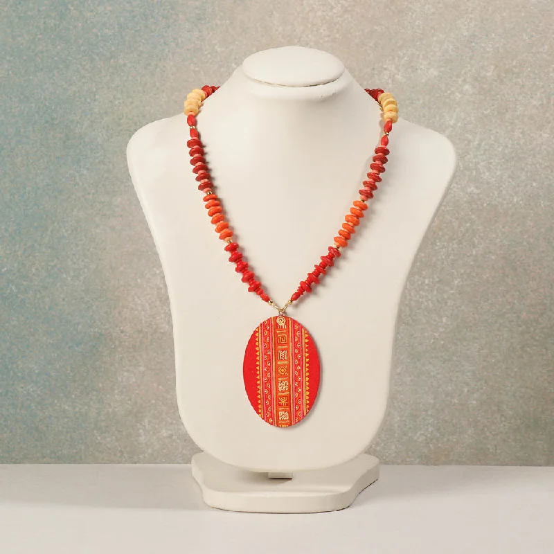 Miniature Handpainted Wooden Necklace With Beads