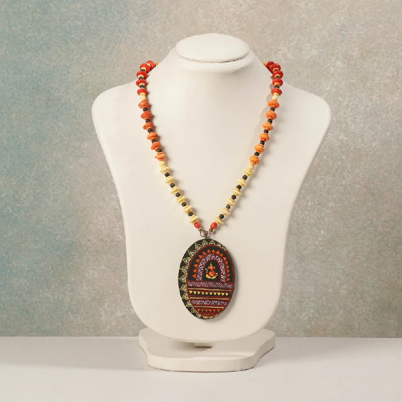 Miniature Handpainted Wooden Necklace With Beads