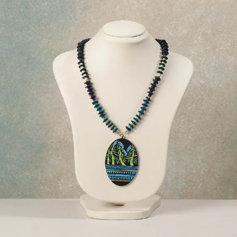 Miniature Handpainted Wooden Necklace With Beads