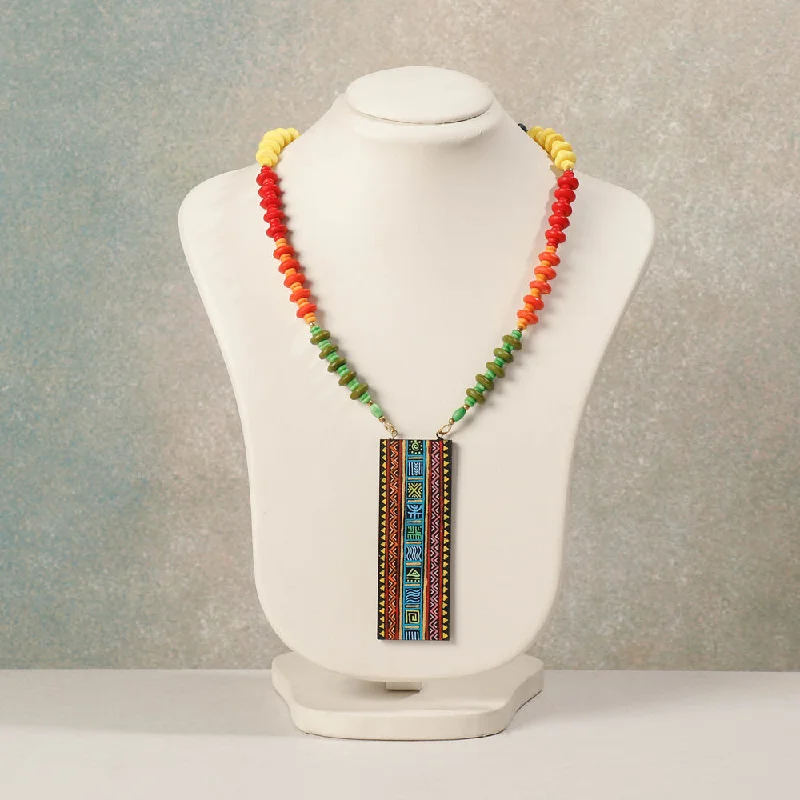 Miniature Handpainted Wooden Necklace With Beads