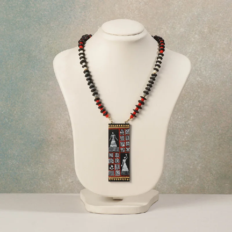 Miniature Handpainted Wooden Necklace With Beads