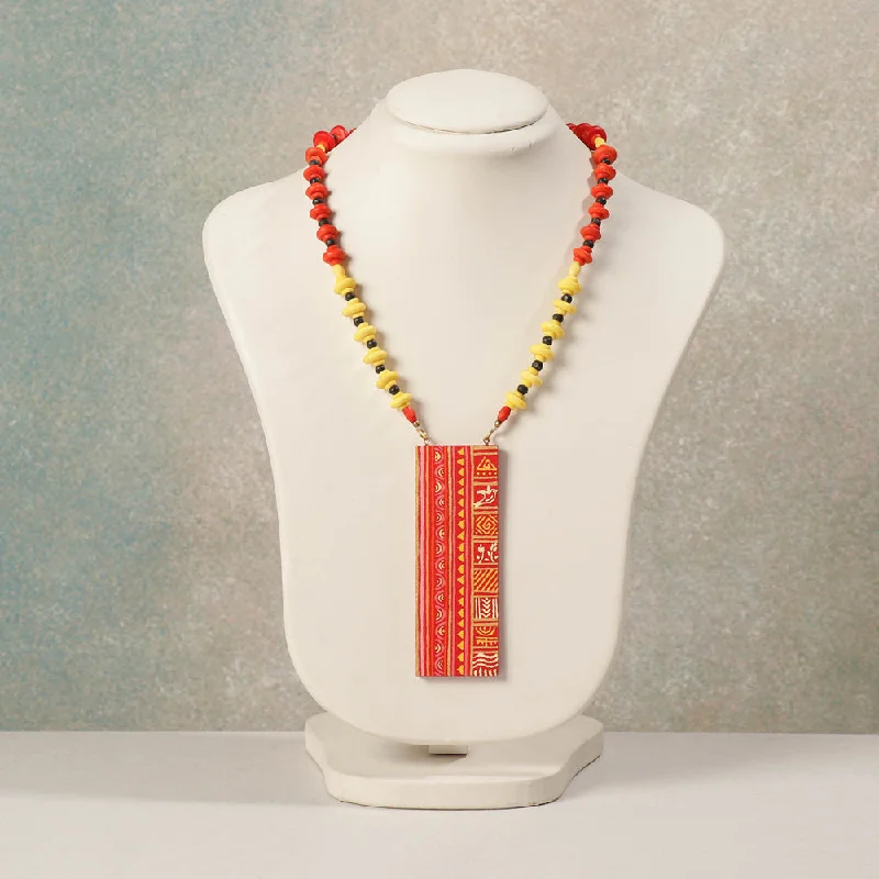 Miniature Handpainted Wooden Necklace With Beads