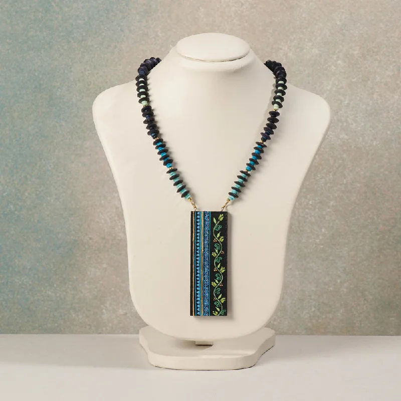 Miniature Handpainted Wooden Necklace With Beads