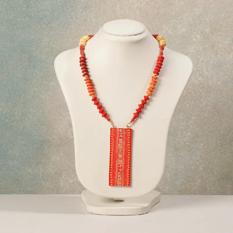 Miniature Handpainted Wooden Necklace With Beads