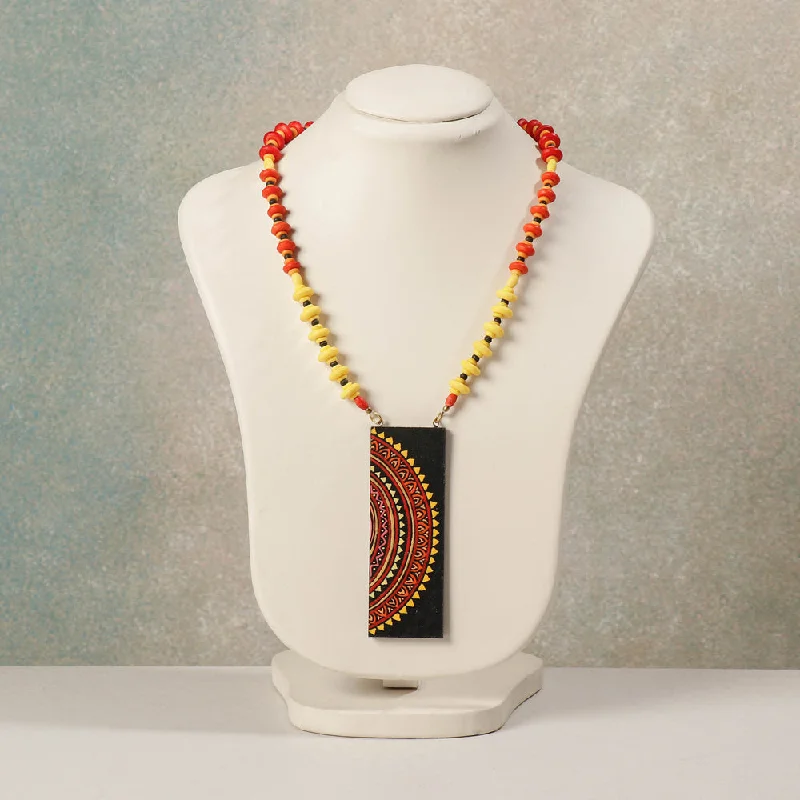 Miniature Handpainted Wooden Necklace With Beads