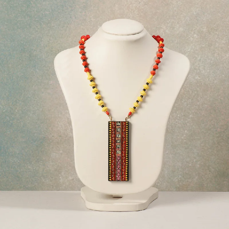 Miniature Handpainted Wooden Necklace With Beads