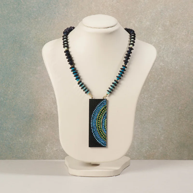 Miniature Handpainted Wooden Necklace With Beads