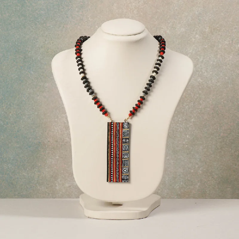 Miniature Handpainted Wooden Necklace With Beads