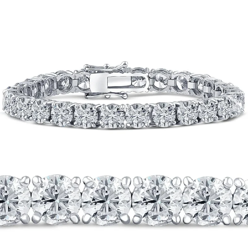 26.94Ct TW Round Diamond 7" Tennis Bracelet 14k White Gold Lab Grown (GH/S2-I1)