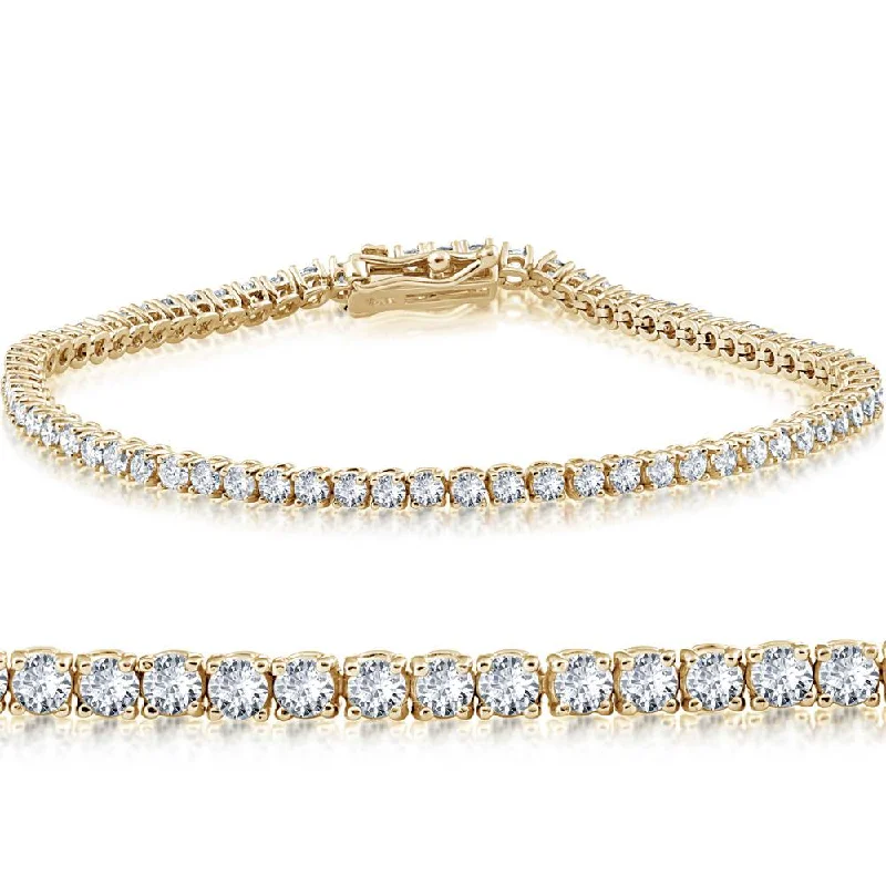 4 Carat TW Round Cut Lab Grown Diamond Tennis Bracelet 14k Yellow Gold Lab Grown