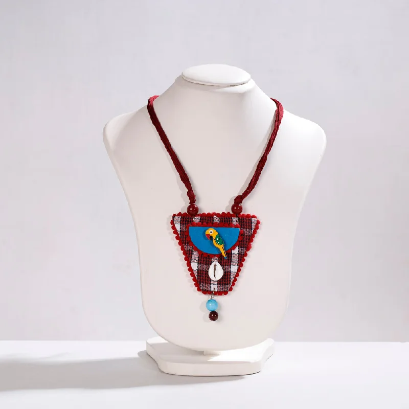 Handpainted & Bead Work Fabric Necklace