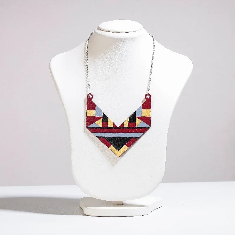 Bohemian-Inspired Jewelry For Free-Spirited Fashion Bella - Modern Art Handpainted Wooden Necklace