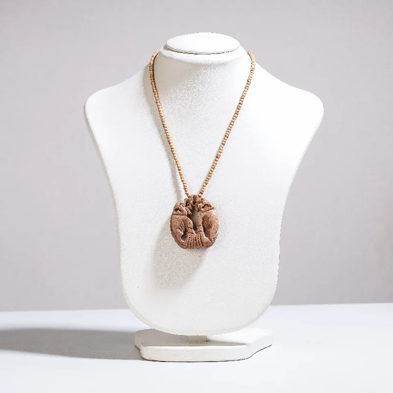 Eco-Friendly Sustainable Jewelry For Conscious Buyers Fine Hand Carved Kadam Wooden Pendant Necklace