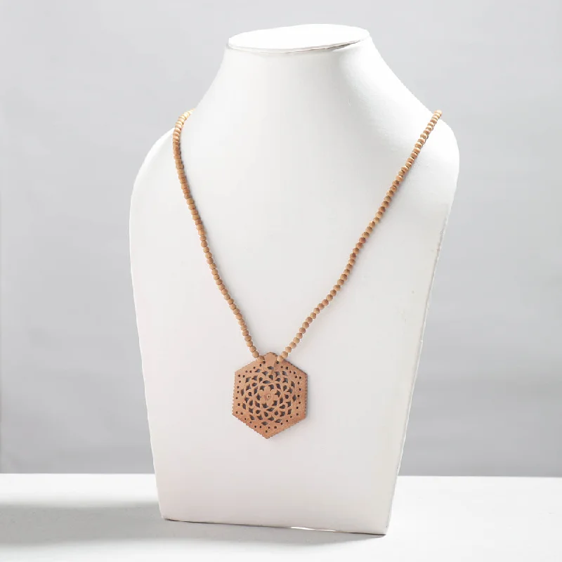 Don't Miss Out – Shop Elegant Jewelry For Less Fine Hand Carved Kadam Wooden Pendant Necklace