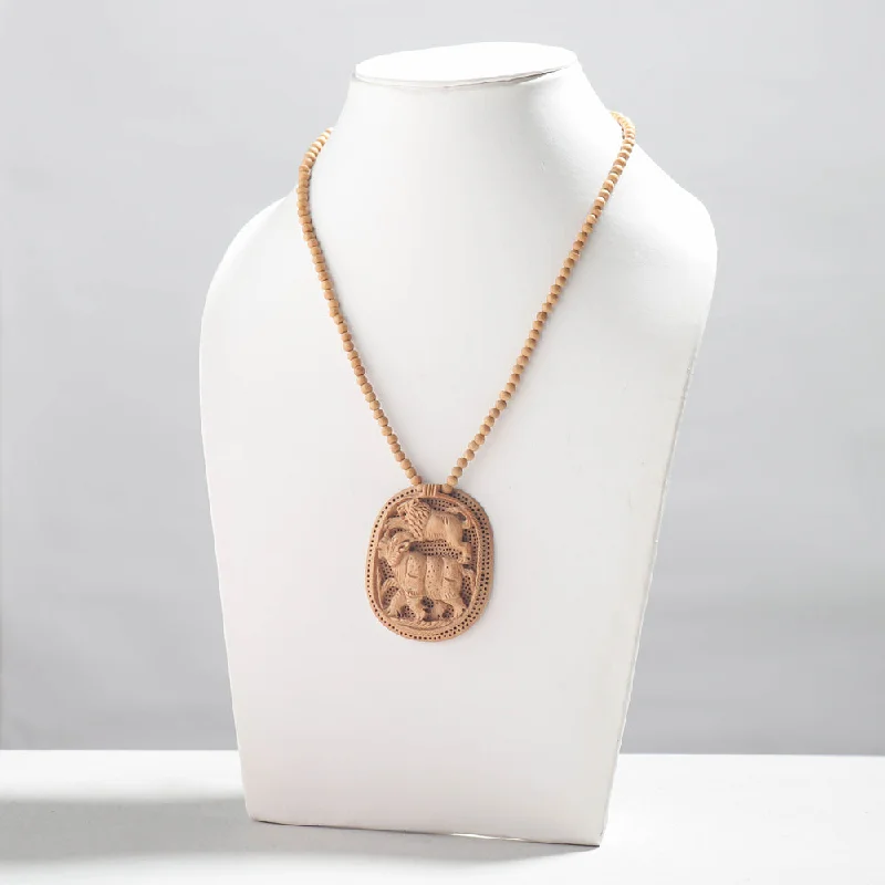 Upgrade Your Collection With Our Limited-Time Jewelry Sale Fine Hand Carved Kadam Wooden Pendant Necklace