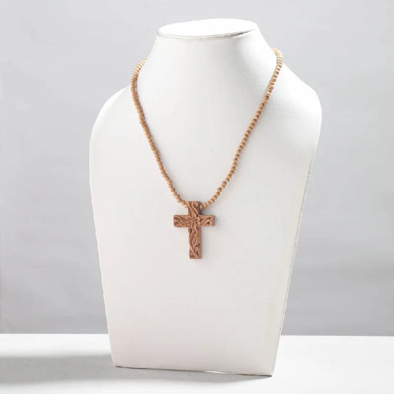 Big Savings On Your Favorite Jewelry Pieces Cross - Fine Hand Carved Kadam Wooden Pendant Necklace