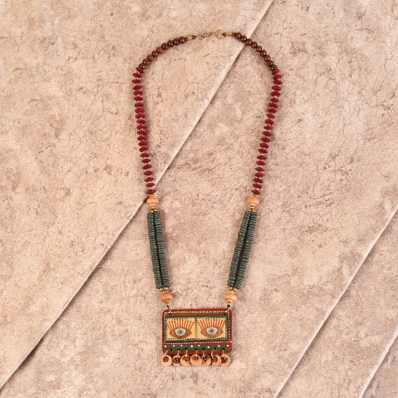 Unmissable Discounts On Timeless Jewelry Pieces Evil Eyes-IV' Brown Handcrafted Tribal Dhokra Necklace