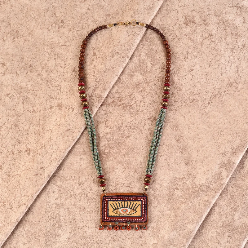 Shop Dazzling Jewelry With Special Promotional Discounts Evil Eyes-V' Brown Handcrafted Tribal Dokra Necklace