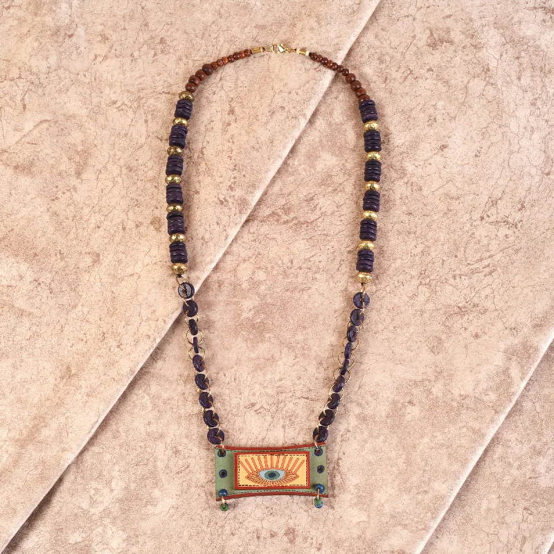 Flash Sale On Exquisite Jewelry – Don't Miss Out Evil Eyes-VI' Brown Handcrafted Tribal Dhokra Necklace