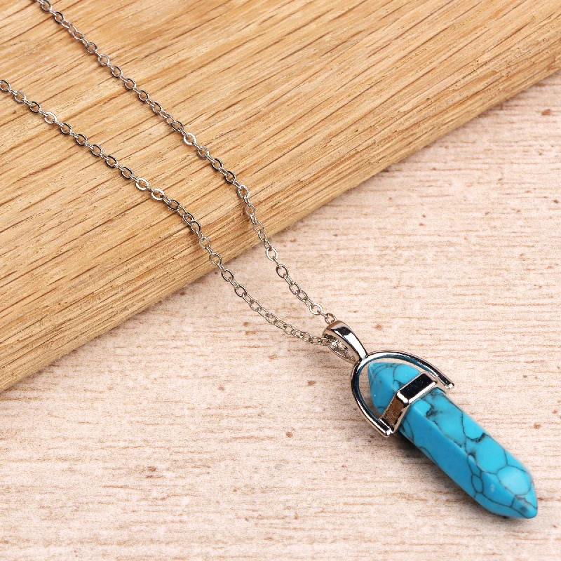 Shop Elegant Jewelry At Unbeatable Prices Silver Plated Necklace - Turquoise Pendant