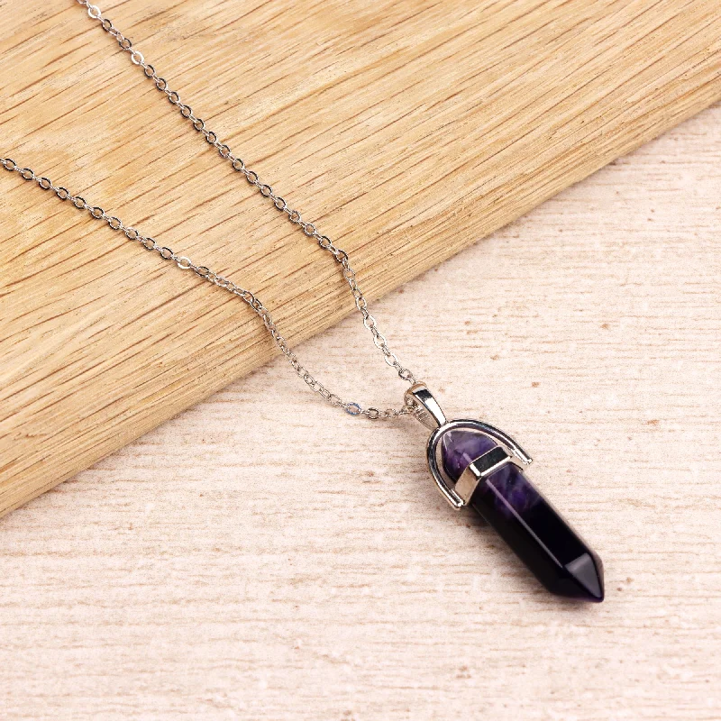 Exclusive Jewelry Sale – Limited-Time Discounts Silver Plated Necklace - Purple Agate Pendant