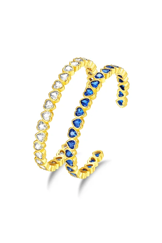 Gold Heart Shaped Zirconia Bangle Bracelet Set