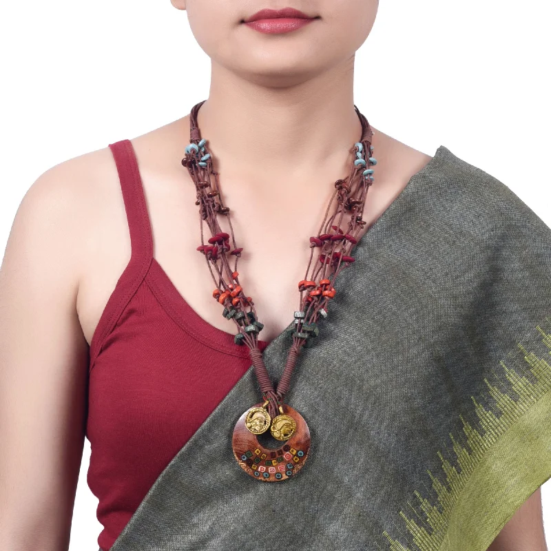 Luxury Jewelry Sale – Sparkle For Less Controlled Chaos: Handcrafted Wooden Loop Necklace in Maroon
