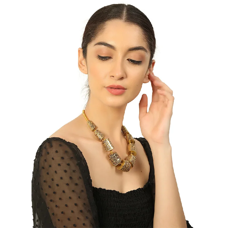 Trending Jewelry Now Available At Exclusive Prices Handcrafted Gold & Black Tone Beads Necklace by Bamboo Tree Jewels