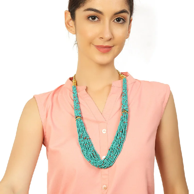 Timeless Jewelry At Special Discount Rates Handcrafted Turquoise & Red Beads Necklace by Bamboo Tree Jewels