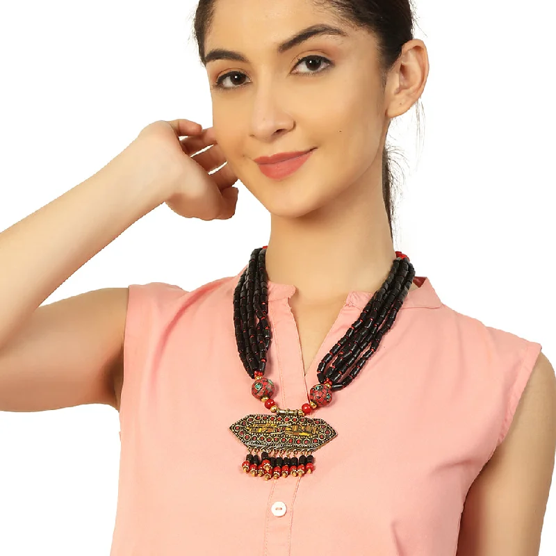 Trending Jewelry Styles Now At Limited-Time Discounts Handcrafted Multicolour Gold Tone Beads Necklace by Bamboo Tree Jewels