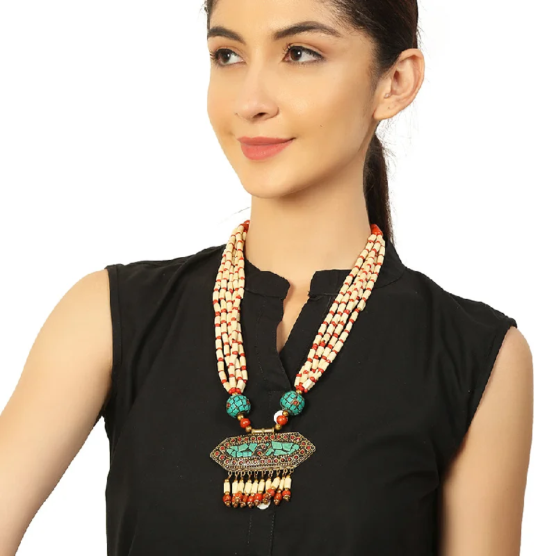 Huge Savings On Timeless Jewelry Collections Handcrafted White & Blue Beads Necklace by Bamboo Tree Jewels
