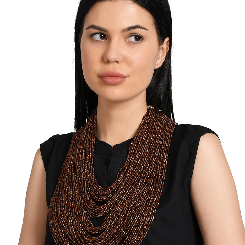 Exclusive Jewelry Bundles At Discounted Rates Handcrafted Brown & White Beads Necklace by Bamboo Tree Jewels