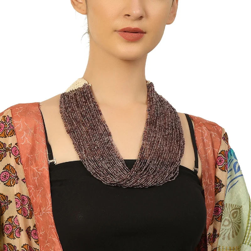 Versatile Layering Jewelry For Effortless Chic Purple White Long Beaded Handcrafted Necklace by Bamboo Tree Jewels