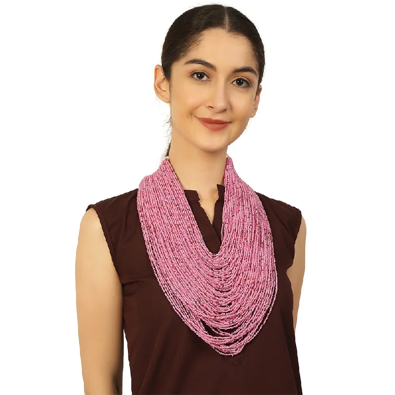 Shop Stylish Jewelry Now And Save Big Handcrafted Pink Beads Necklace by Bamboo Tree Jewels